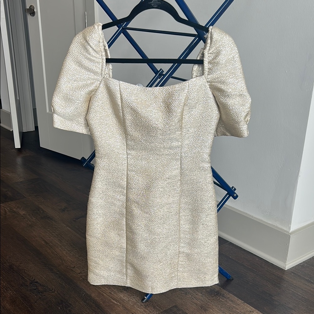 BB Dakota Gold Puff Sleeve Mini Dress